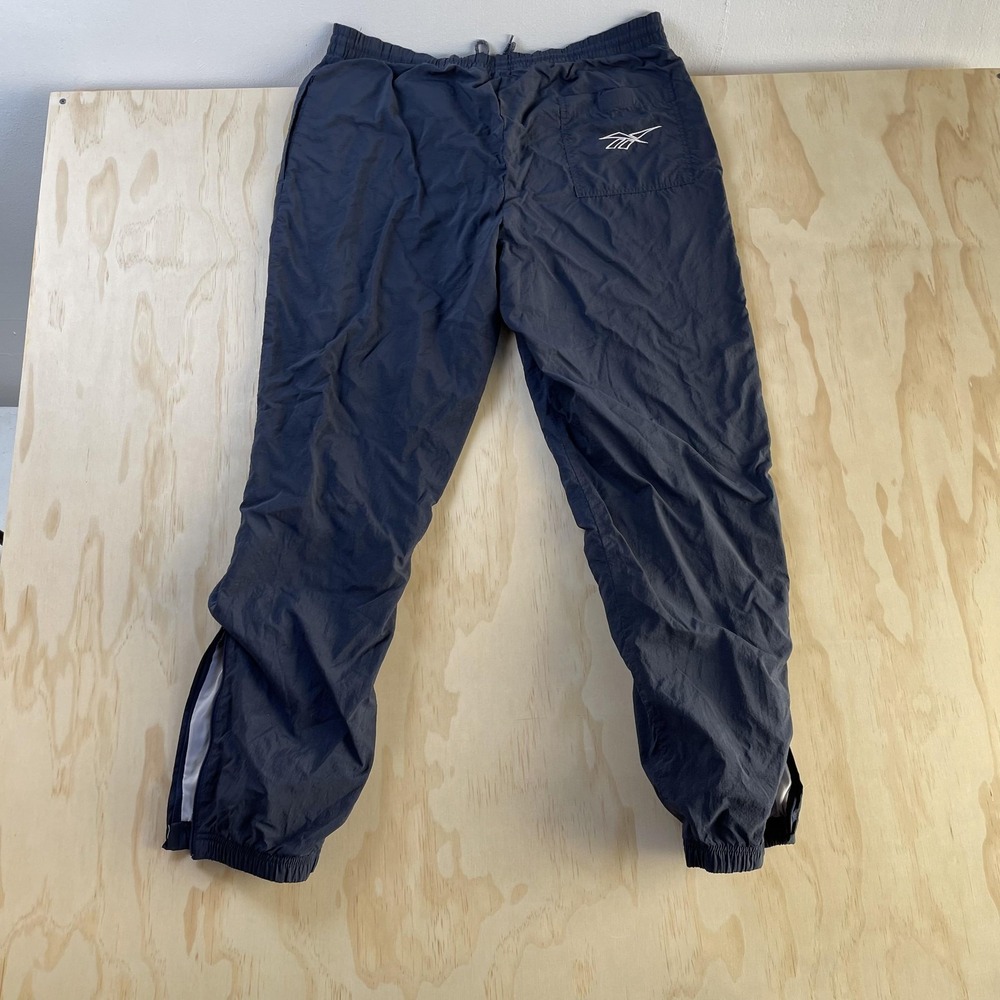 Vintage 90s Reebok Track Pants Mens Medium‎ Blue Nylon Lined Zip Cuff Athletic